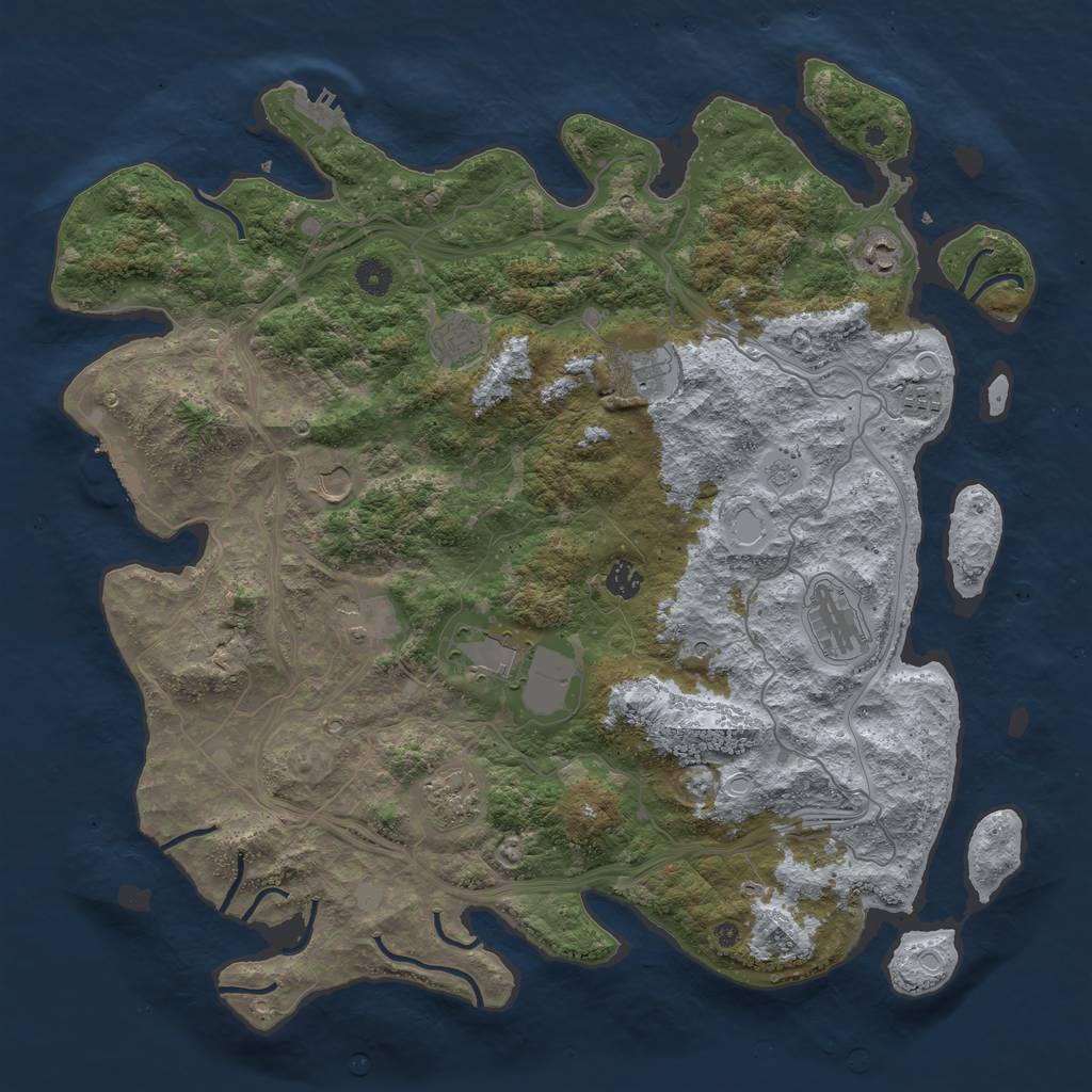 Rust Map: Procedural Map, Size: 4500, Seed: 2584227, 19 Monuments