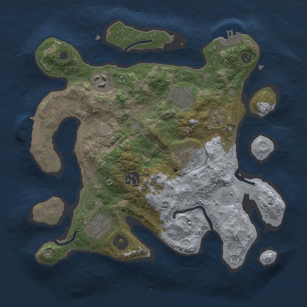 Rust Map: Procedural Map, Size: 3000, Seed: 92319, 13 Monuments
