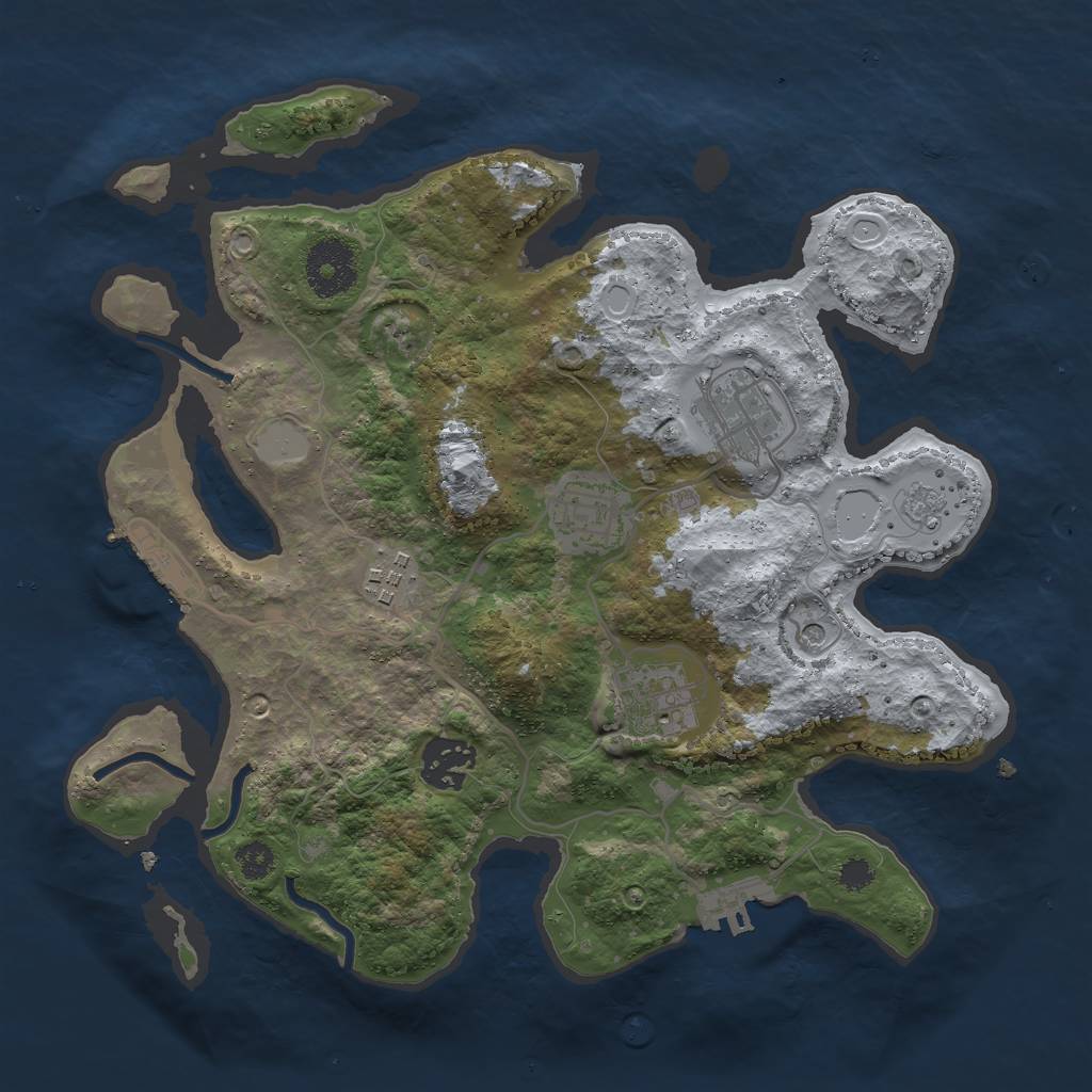 Rust Map: Procedural Map, Size: 3000, Seed: 58668167, 14 Monuments
