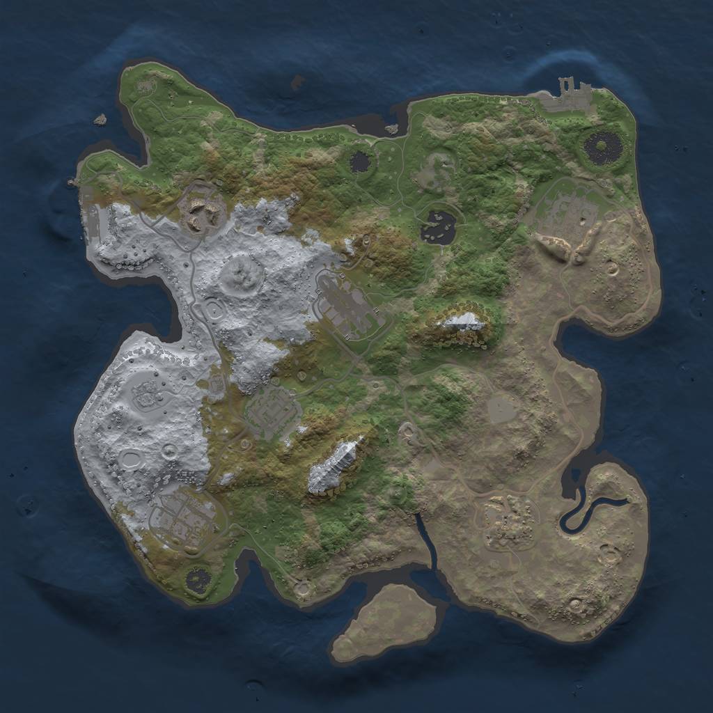 Rust Map: Procedural Map, Size: 3000, Seed: 1754334496, 15 Monuments