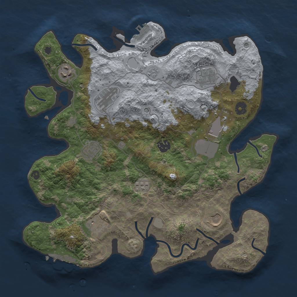 Rust Map: Procedural Map, Size: 3500, Seed: 789531142, 18 Monuments