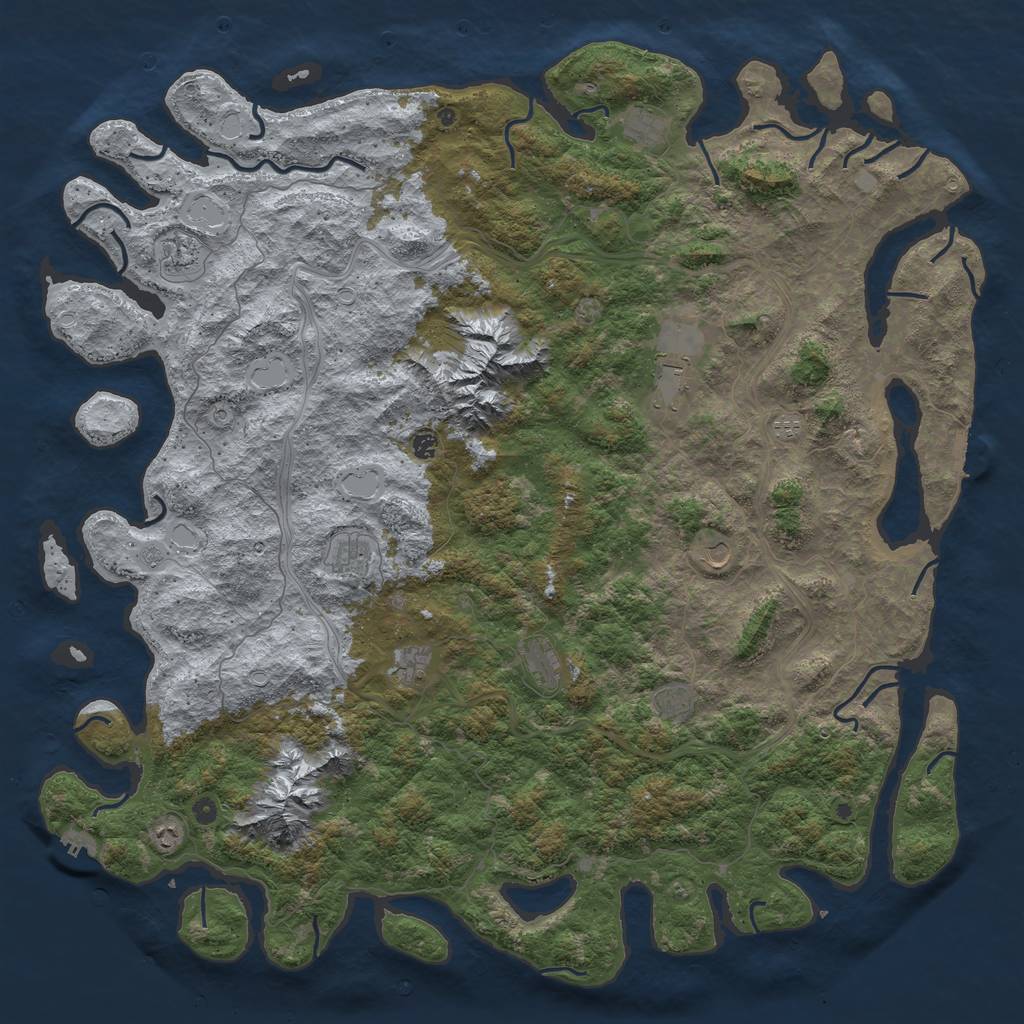 Rust Map: Procedural Map, Size: 6000, Seed: 430138795, 20 Monuments