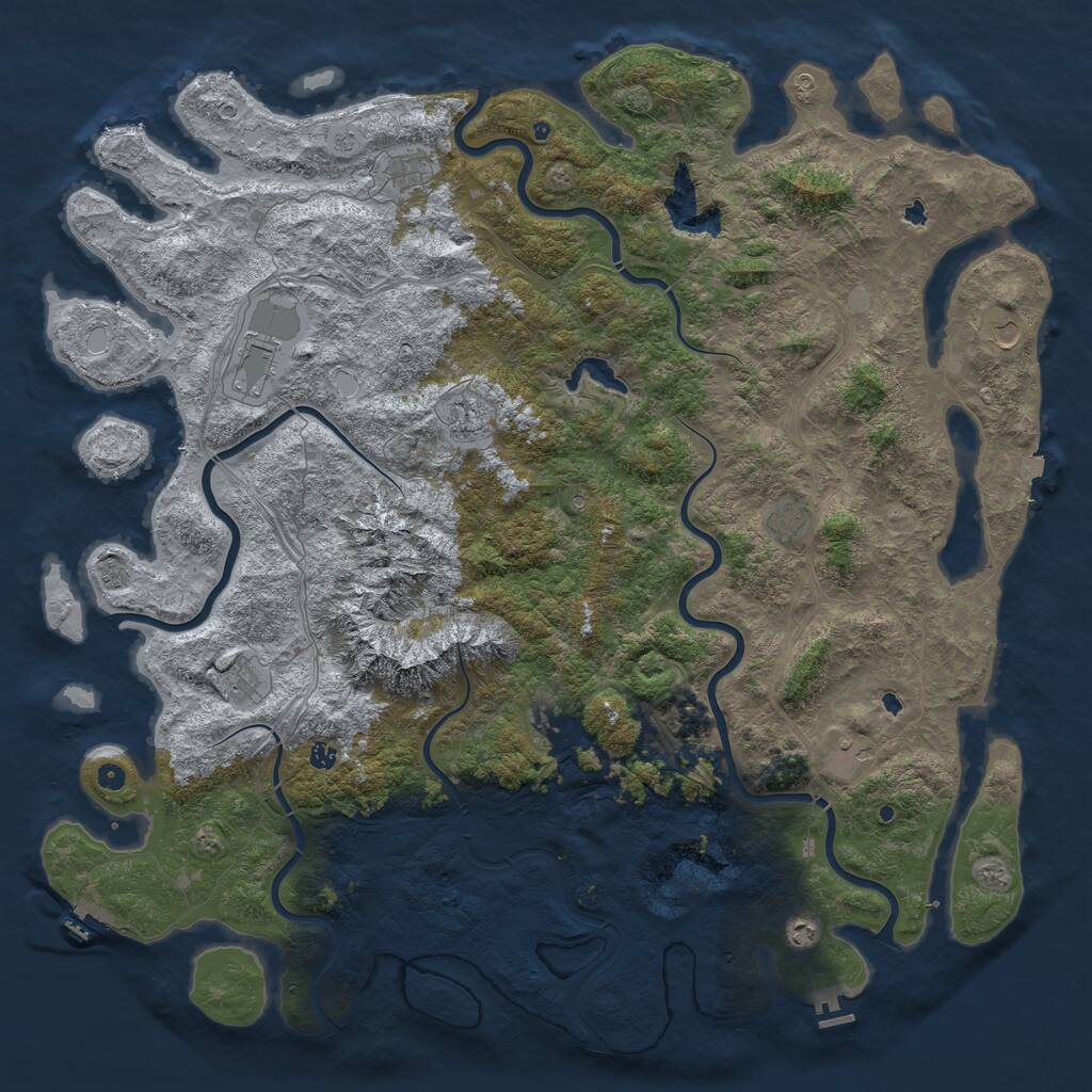 Rust Map: Procedural Map, Size: 6000, Seed: 430138795, 17 Monuments