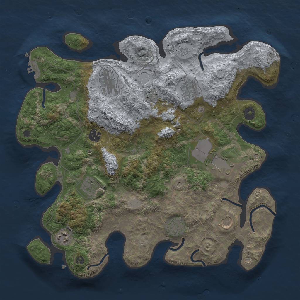 Rust Map: Procedural Map, Size: 3599, Seed: 1, 17 Monuments