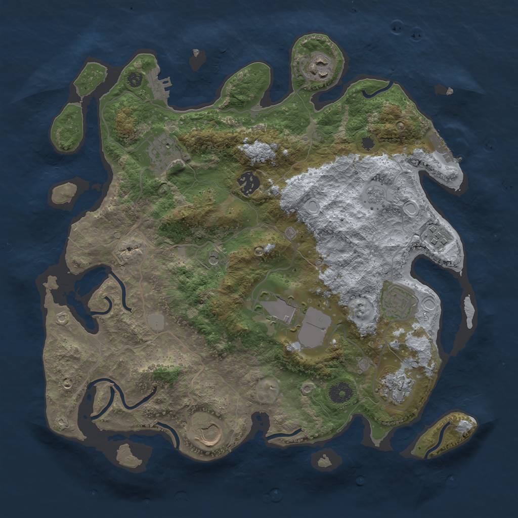 Rust Map: Procedural Map, Size: 3500, Seed: 950909568, 17 Monuments