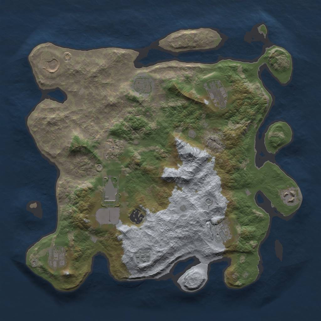 Rust Map: Barren, Size: 3500, Seed: 71, 13 Monuments