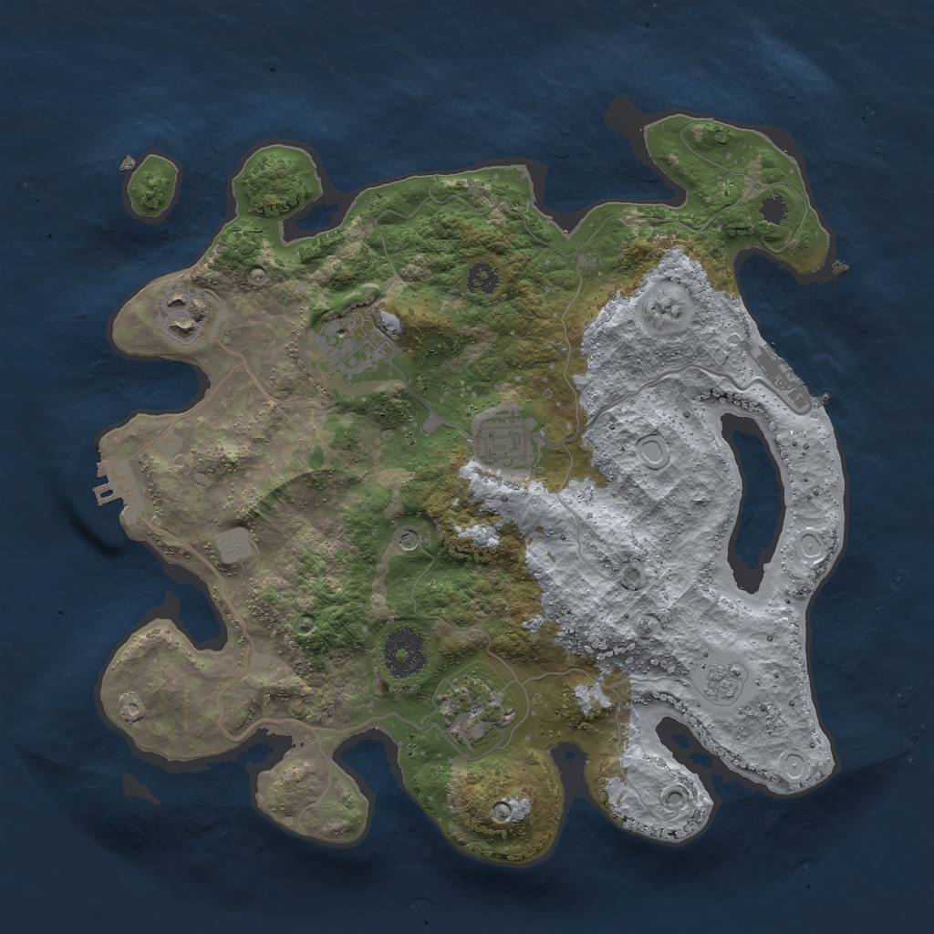 Rust Map: Procedural Map, Size: 3000, Seed: 569841, 13 Monuments