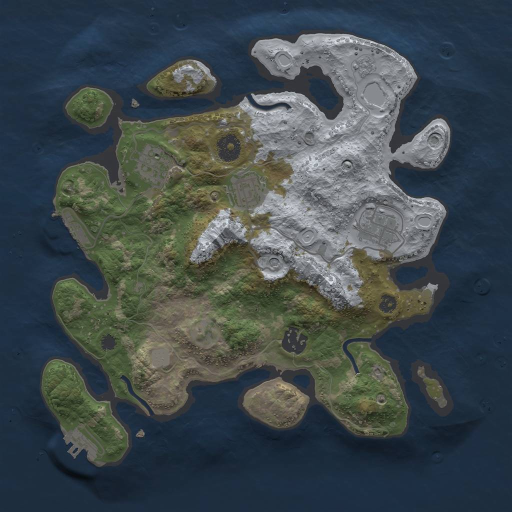 Rust Map: Procedural Map, Size: 3000, Seed: 1278, 13 Monuments