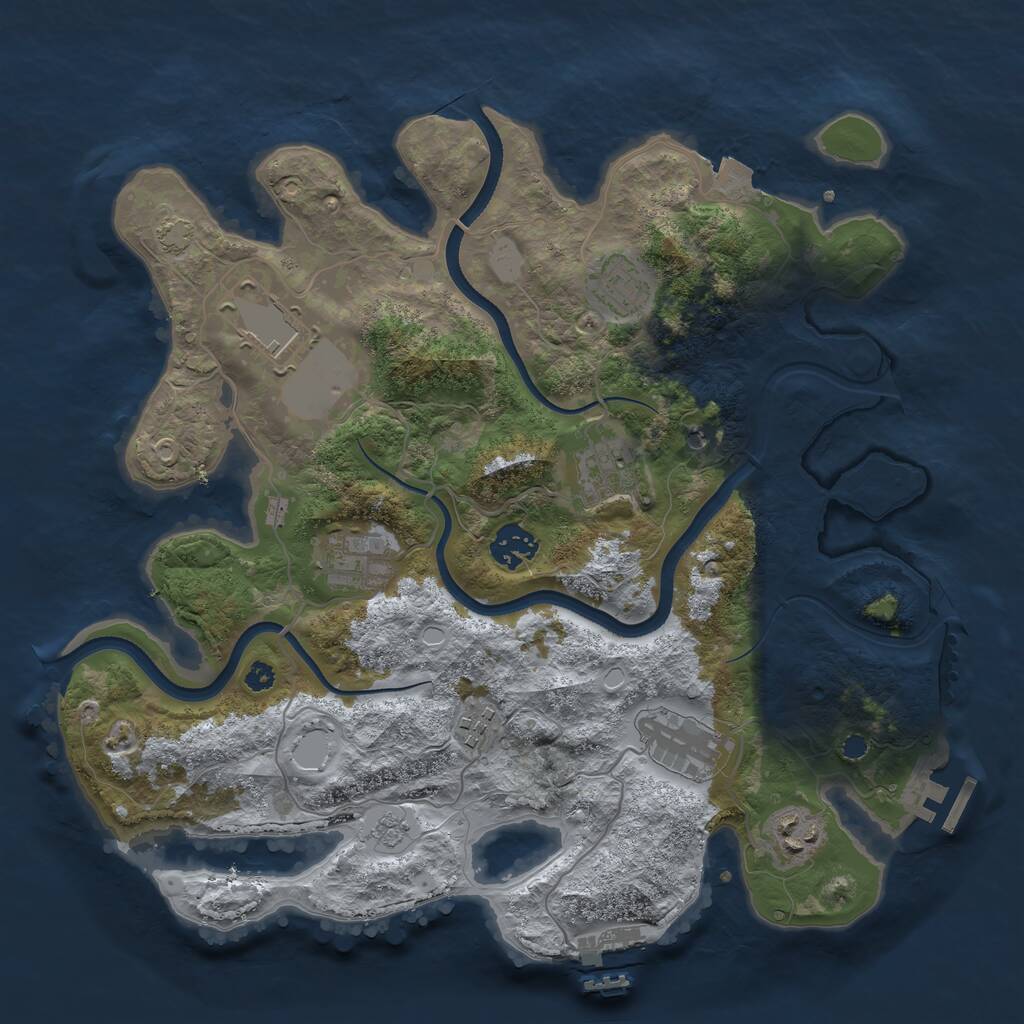 Rust Map: Procedural Map, Size: 3500, Seed: 173958246, 14 Monuments