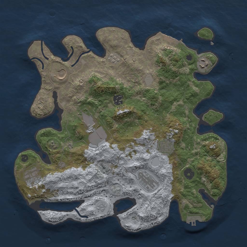 Rust Map: Procedural Map, Size: 3500, Seed: 173958246, 17 Monuments