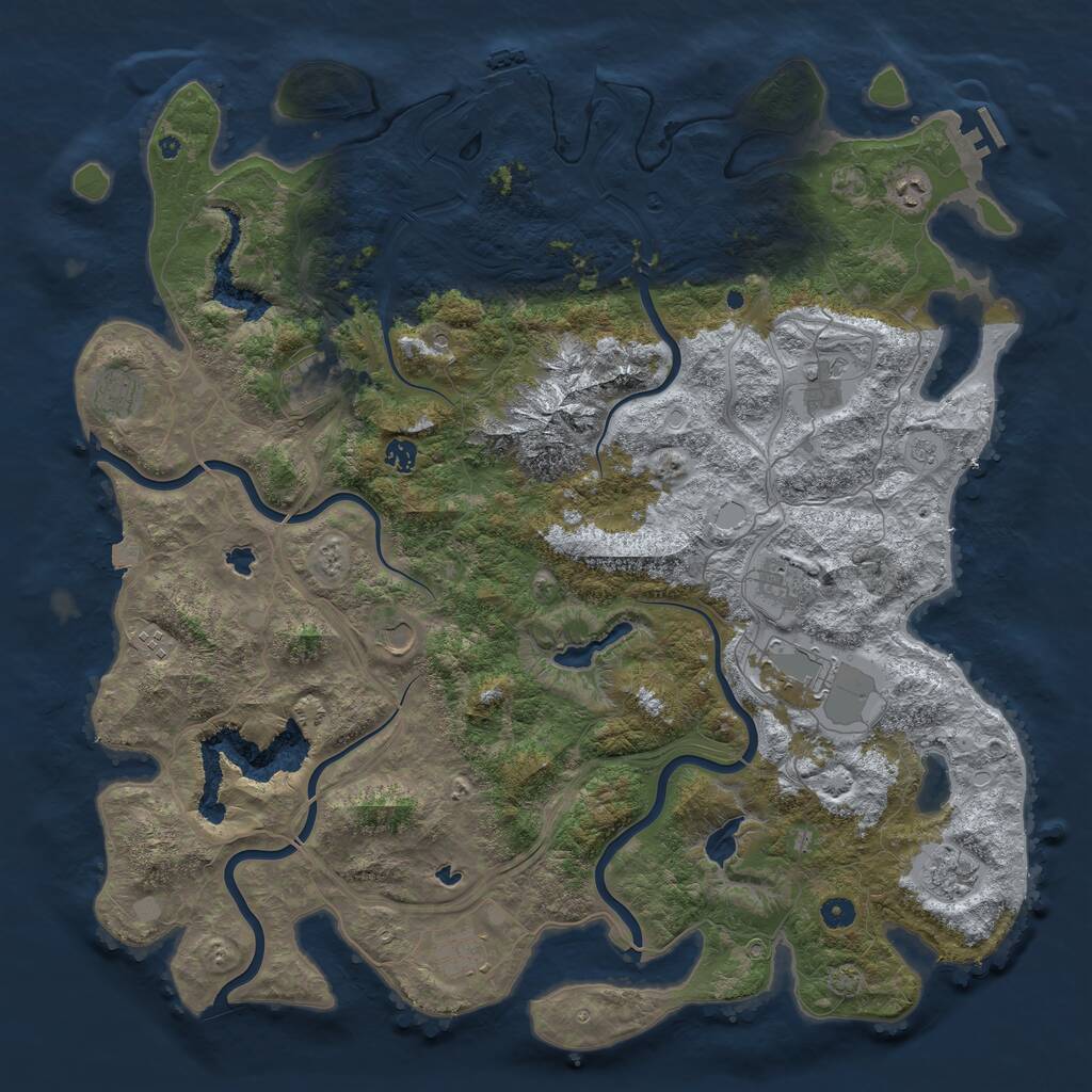 Rust Map: Procedural Map, Size: 5000, Seed: 2047029775, 17 Monuments