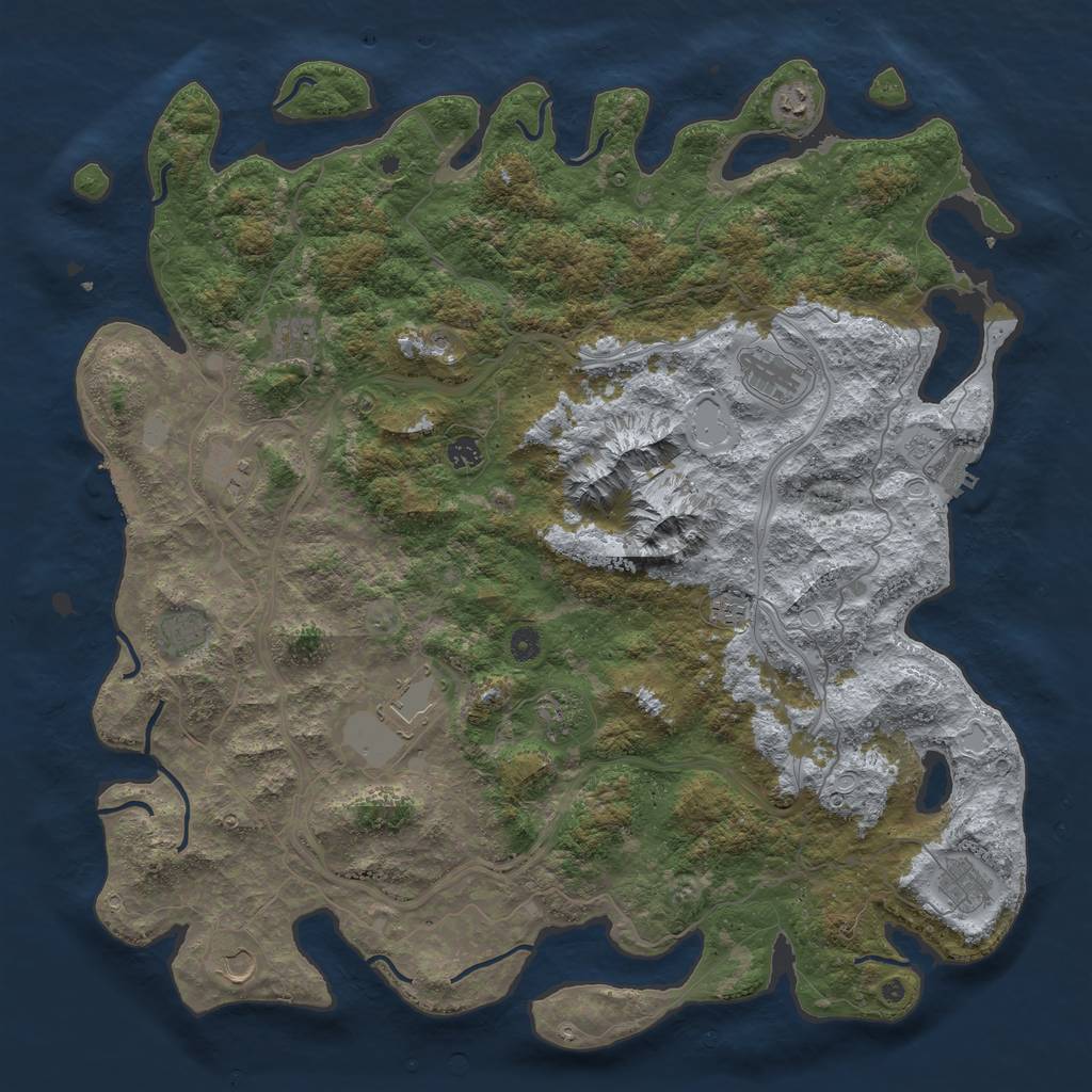Rust Map: Procedural Map, Size: 5000, Seed: 2047029775, 20 Monuments