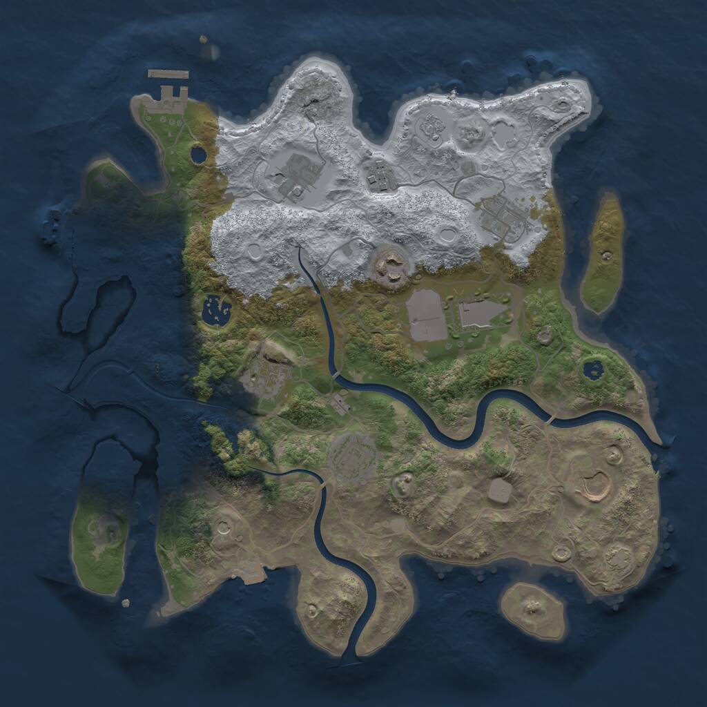 Rust Map: Procedural Map, Size: 3500, Seed: 1029514270, 15 Monuments