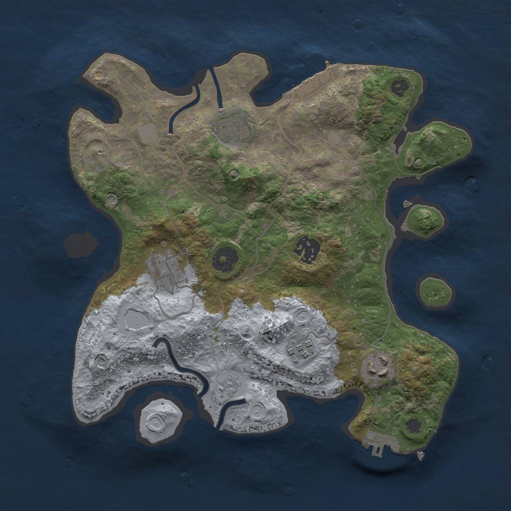 Rust Map: Procedural Map, Size: 3000, Seed: 2910, 13 Monuments
