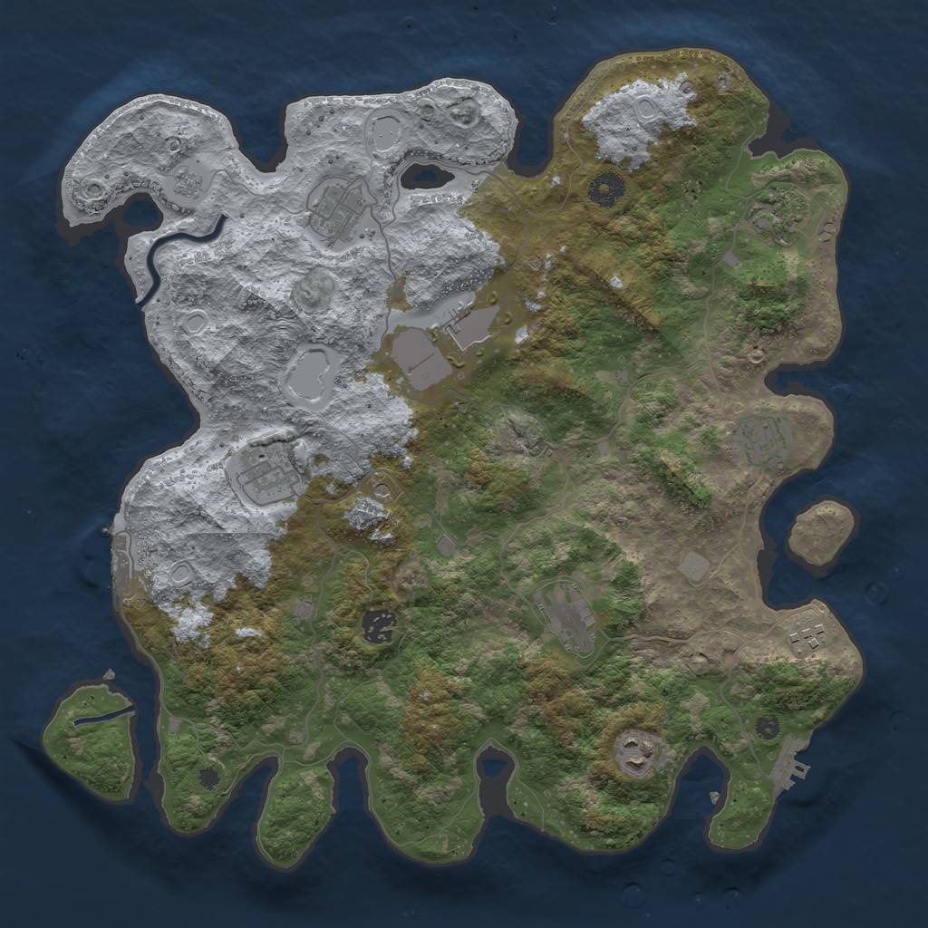 Rust Map: Procedural Map, Size: 3900, Seed: 665541, 18 Monuments