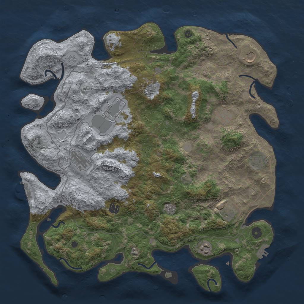 Rust Map: Procedural Map, Size: 4220, Seed: 908833447, 19 Monuments