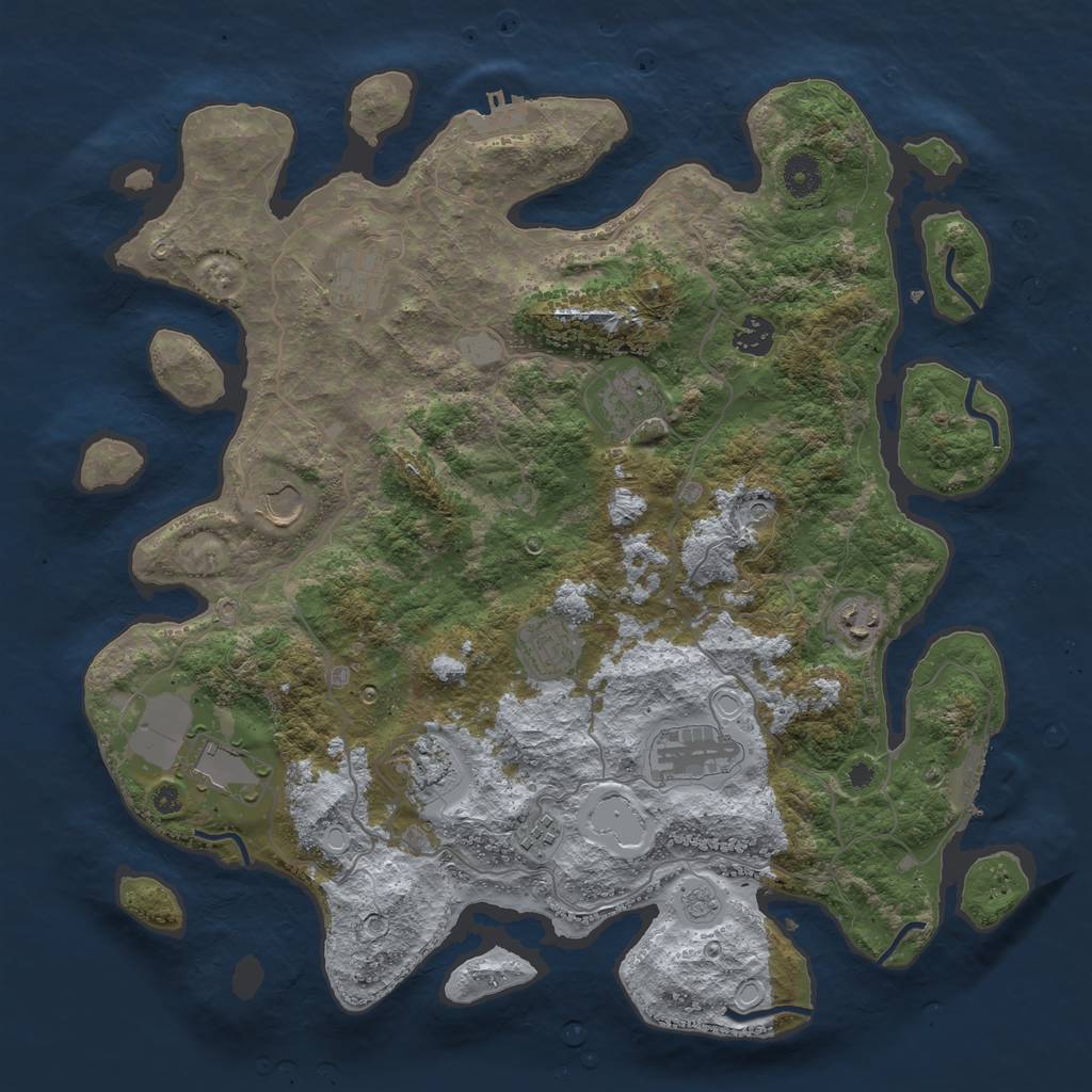 Rust Map: Procedural Map, Size: 4000, Seed: 1254830837, 19 Monuments