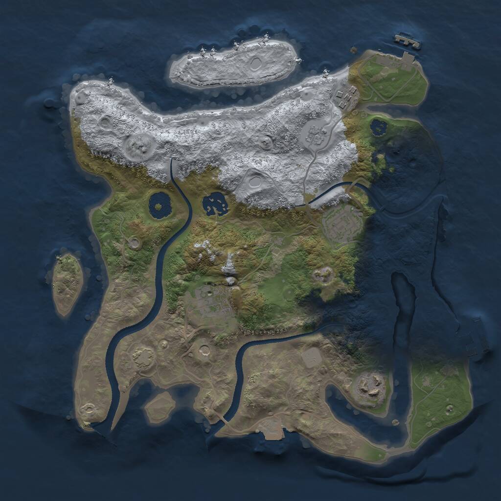Rust Map: Procedural Map, Size: 3000, Seed: 38584, 11 Monuments