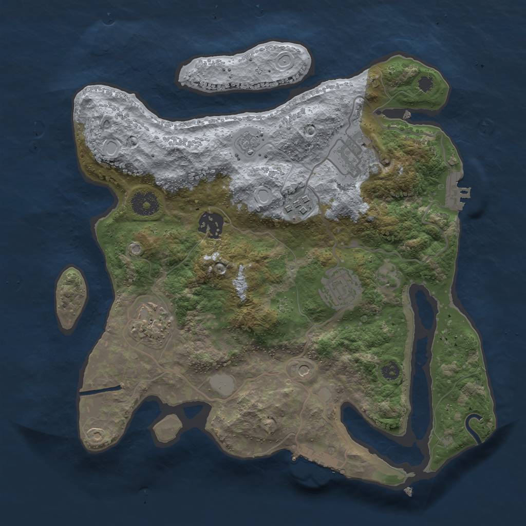 Rust Map: Procedural Map, Size: 3000, Seed: 38584, 14 Monuments