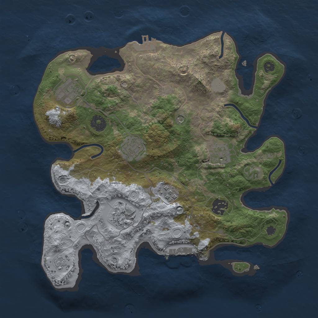 Rust Map: Procedural Map, Size: 3000, Seed: 2448280, 15 Monuments