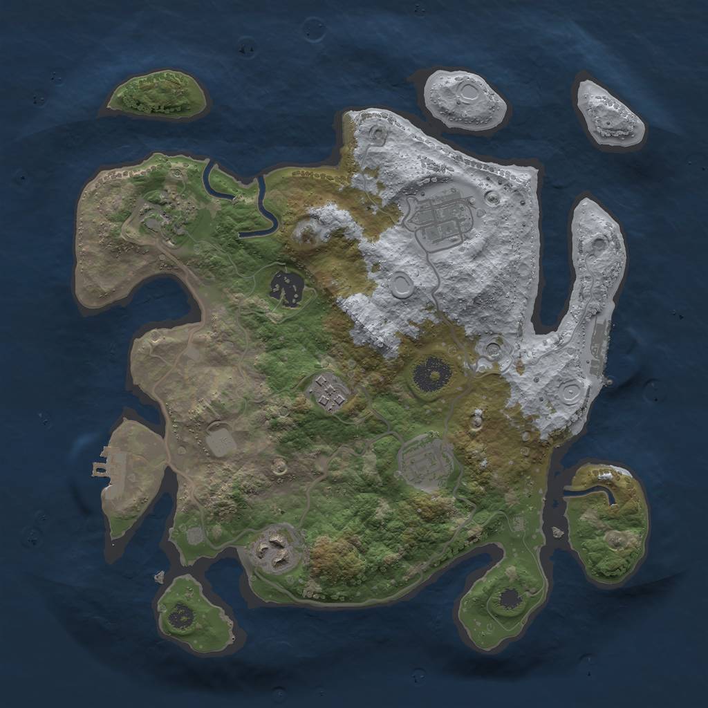 Rust Map: Procedural Map, Size: 3000, Seed: 3387, 14 Monuments