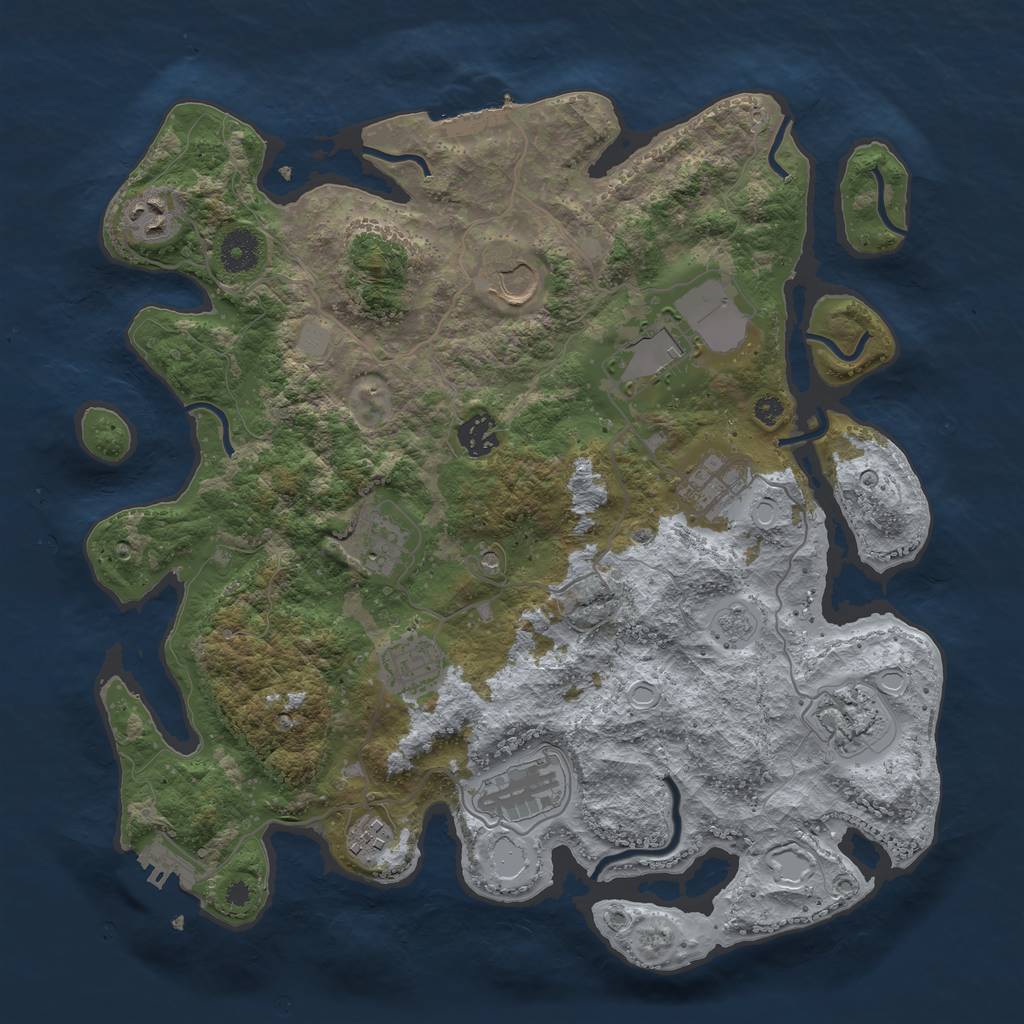 Rust Map: Procedural Map, Size: 3700, Seed: 1775469465, 19 Monuments