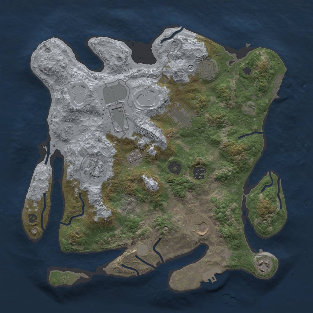 Rust Map: Procedural Map, Size: 3500, Seed: 1113801491, 17 Monuments