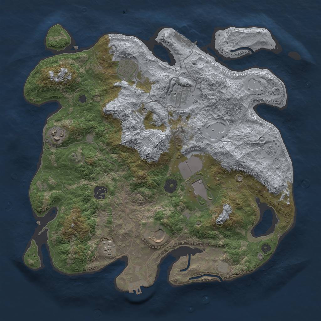 Rust Map: Procedural Map, Size: 3500, Seed: 343282822, 16 Monuments
