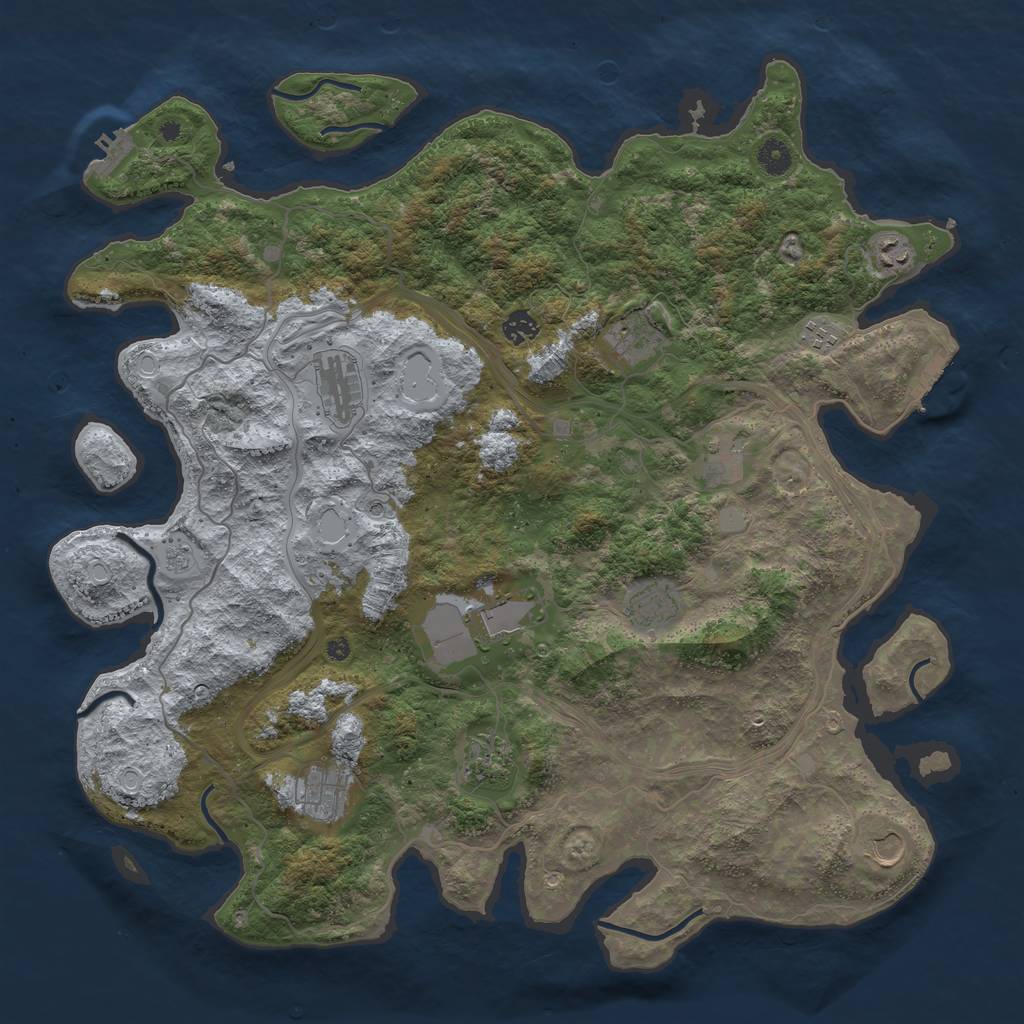 Rust Map: Procedural Map, Size: 4500, Seed: 338834345, 20 Monuments