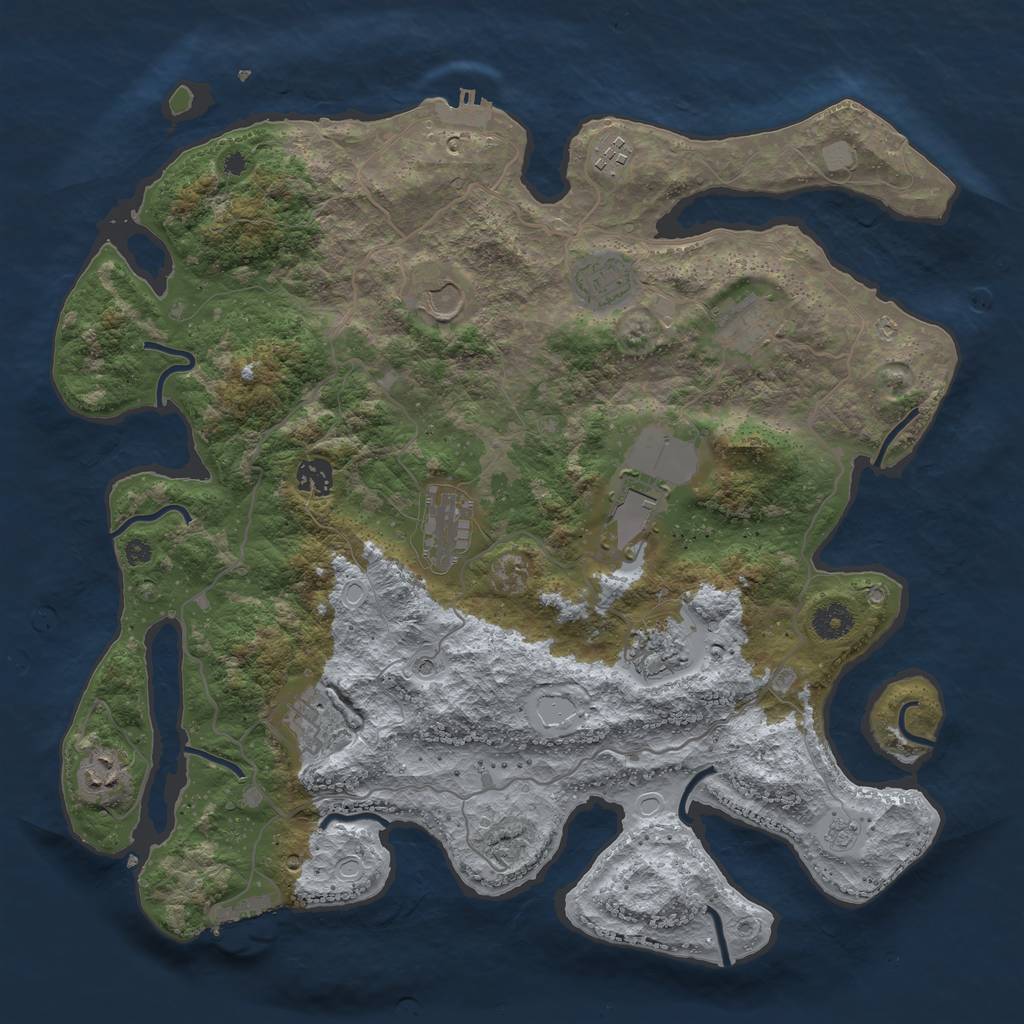 Rust Map: Procedural Map, Size: 4000, Seed: 171290891, 19 Monuments
