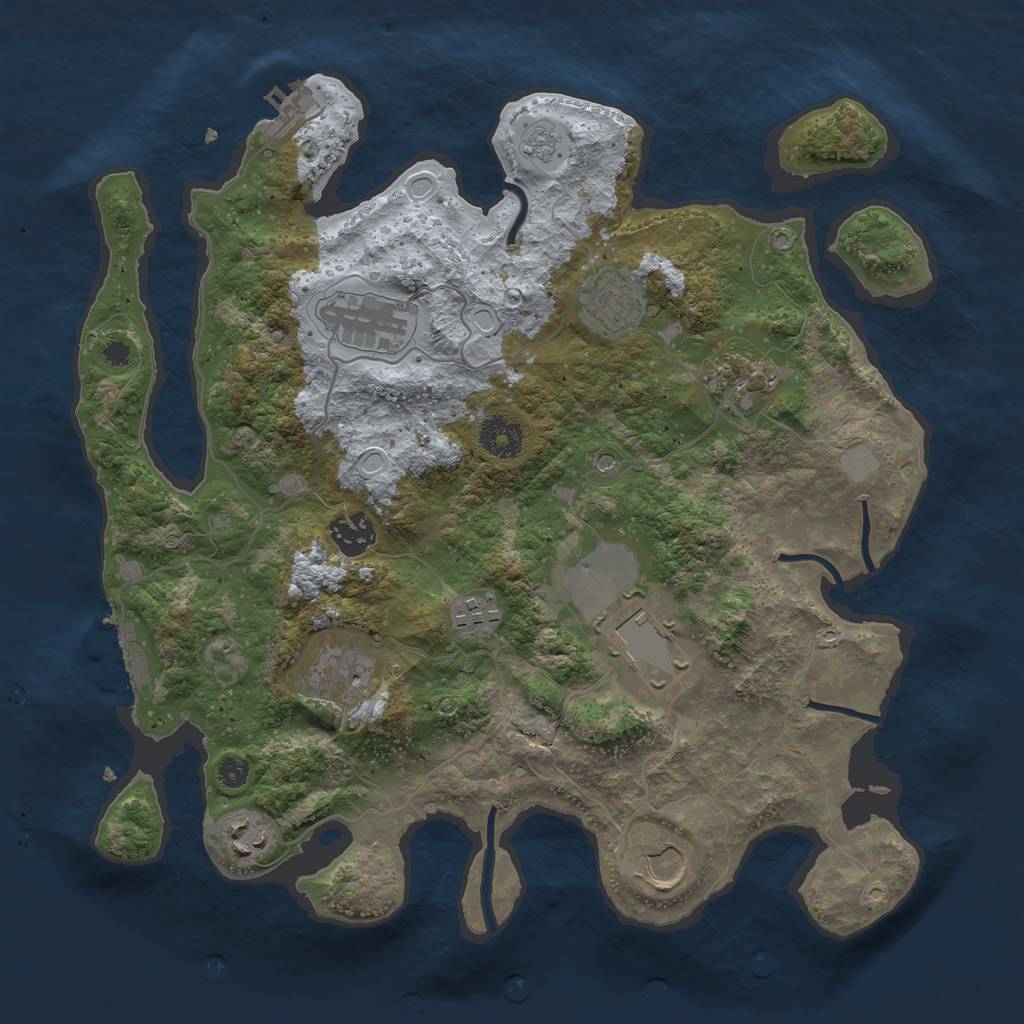 Rust Map: Procedural Map, Size: 3500, Seed: 752145, 18 Monuments