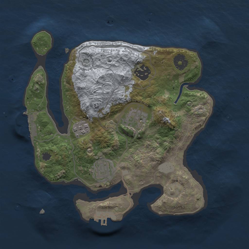 Rust Map: Procedural Map, Size: 2500, Seed: 7162, 12 Monuments