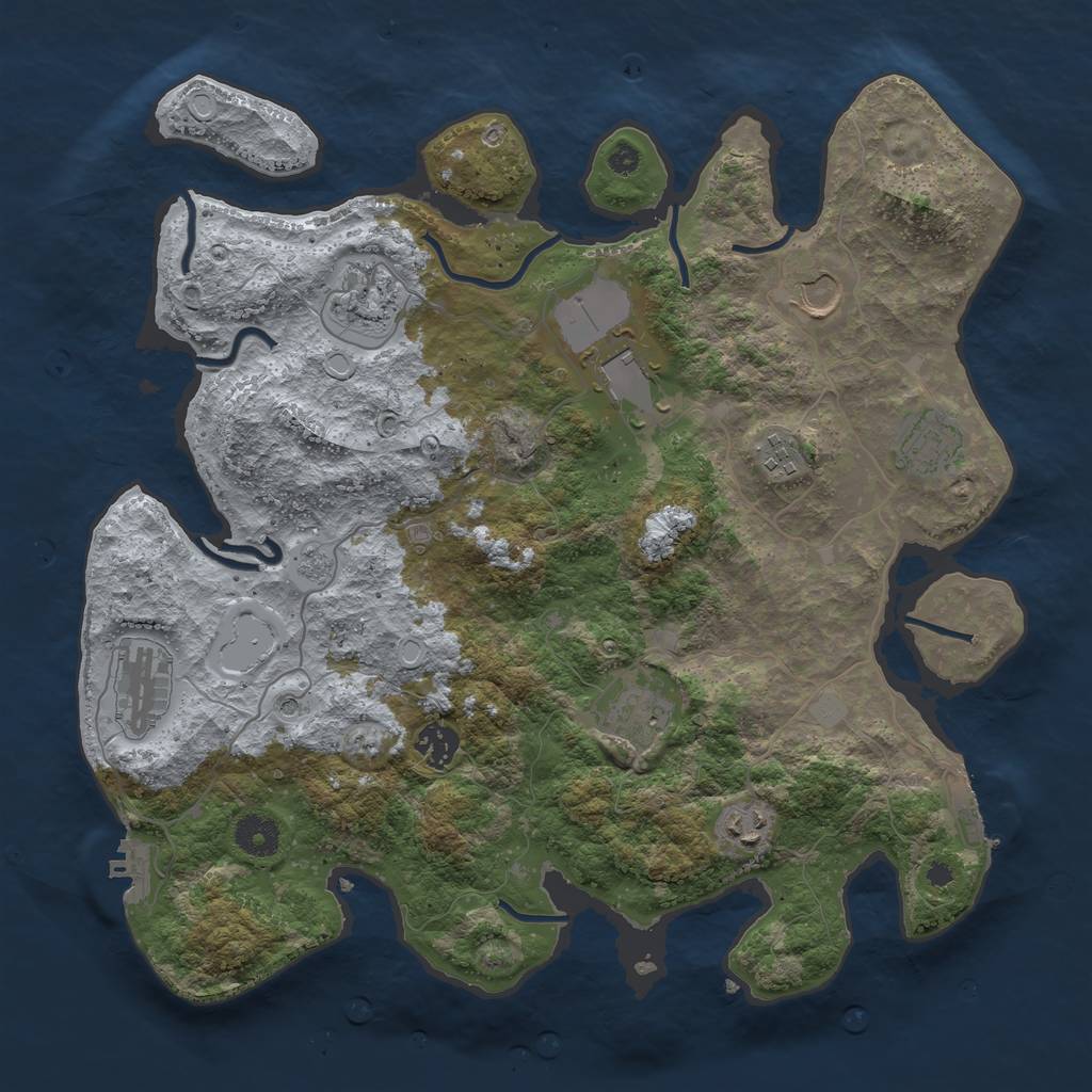 Rust Map: Procedural Map, Size: 3750, Seed: 195281101, 18 Monuments
