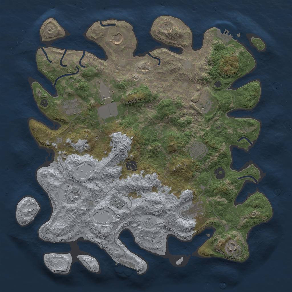 Rust Map: Procedural Map, Size: 3884, Seed: 56299355, 19 Monuments