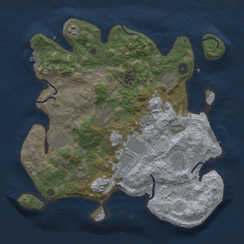 Rust Map: Procedural Map, Size: 3500, Seed: 1626191697, 18 Monuments