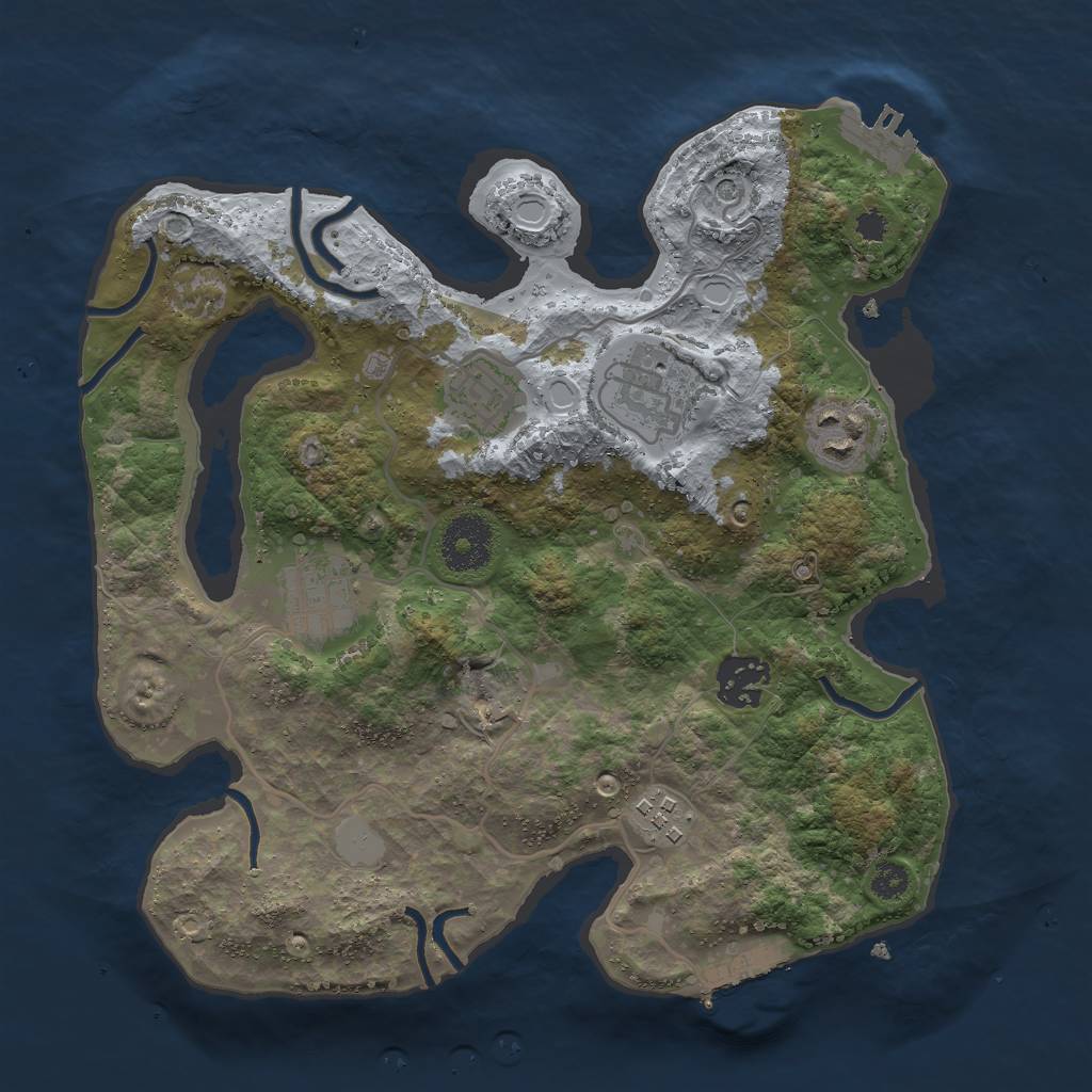 Rust Map: Procedural Map, Size: 3000, Seed: 417186392, 14 Monuments