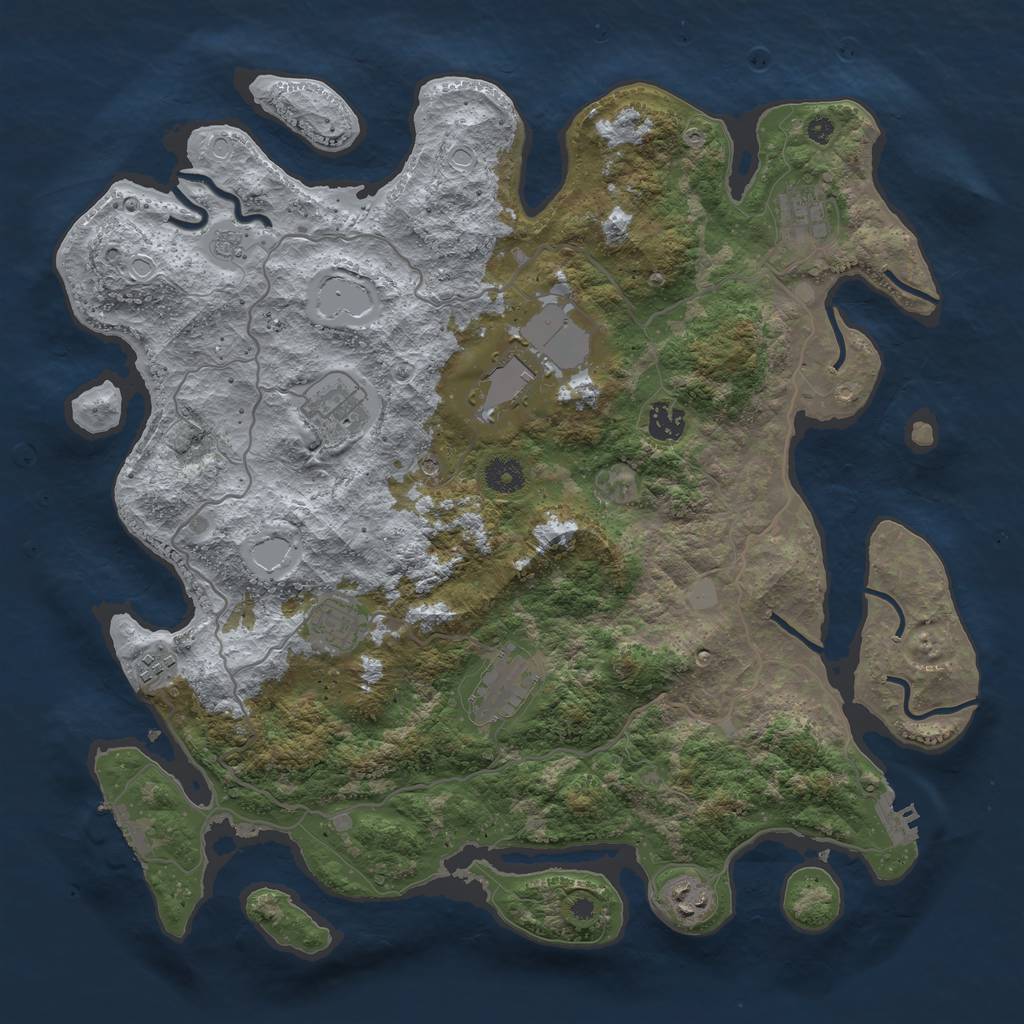 Rust Map: Procedural Map, Size: 4000, Seed: 976877563, 17 Monuments
