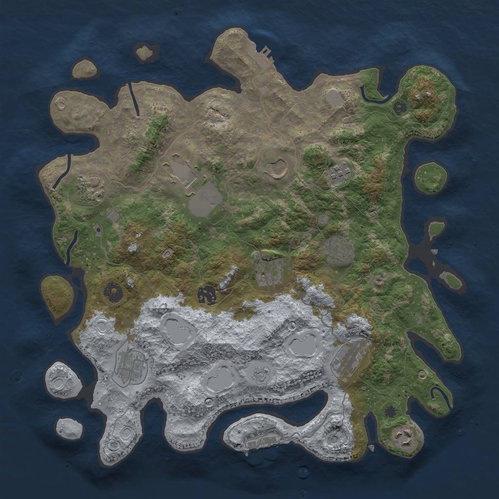 Rust Map: Procedural Map, Size: 3800, Seed: 2135489871, 19 Monuments