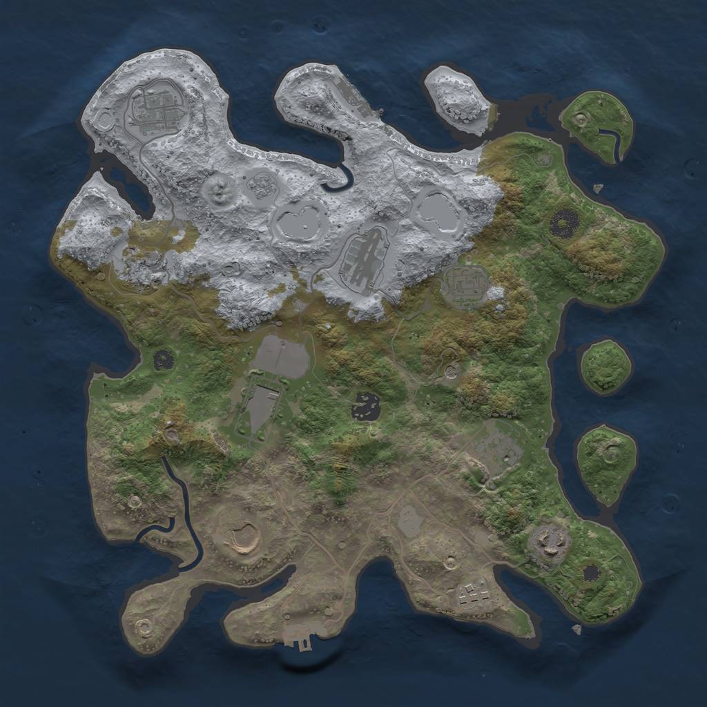 Rust Map: Procedural Map, Size: 3500, Seed: 2143787835, 19 Monuments