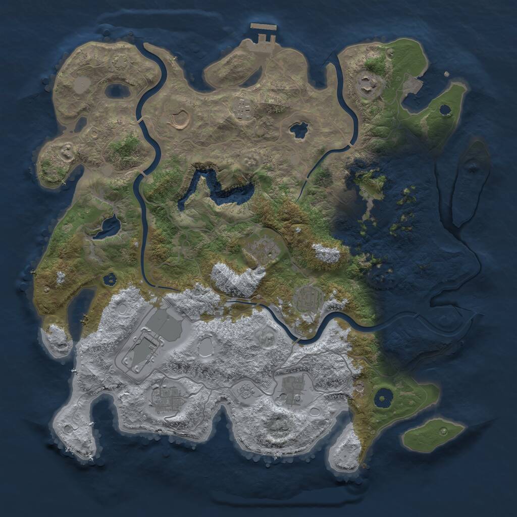 Rust Map: Procedural Map, Size: 4000, Seed: 489820499, 14 Monuments