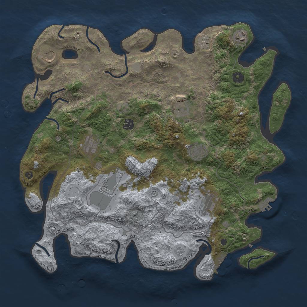 Rust Map: Procedural Map, Size: 4000, Seed: 489820499, 18 Monuments