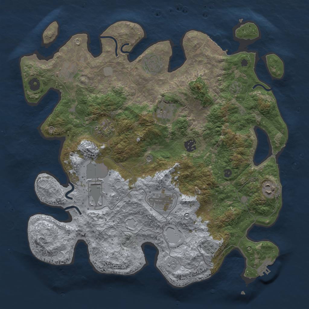Rust Map: Procedural Map, Size: 3800, Seed: 2085022408, 18 Monuments