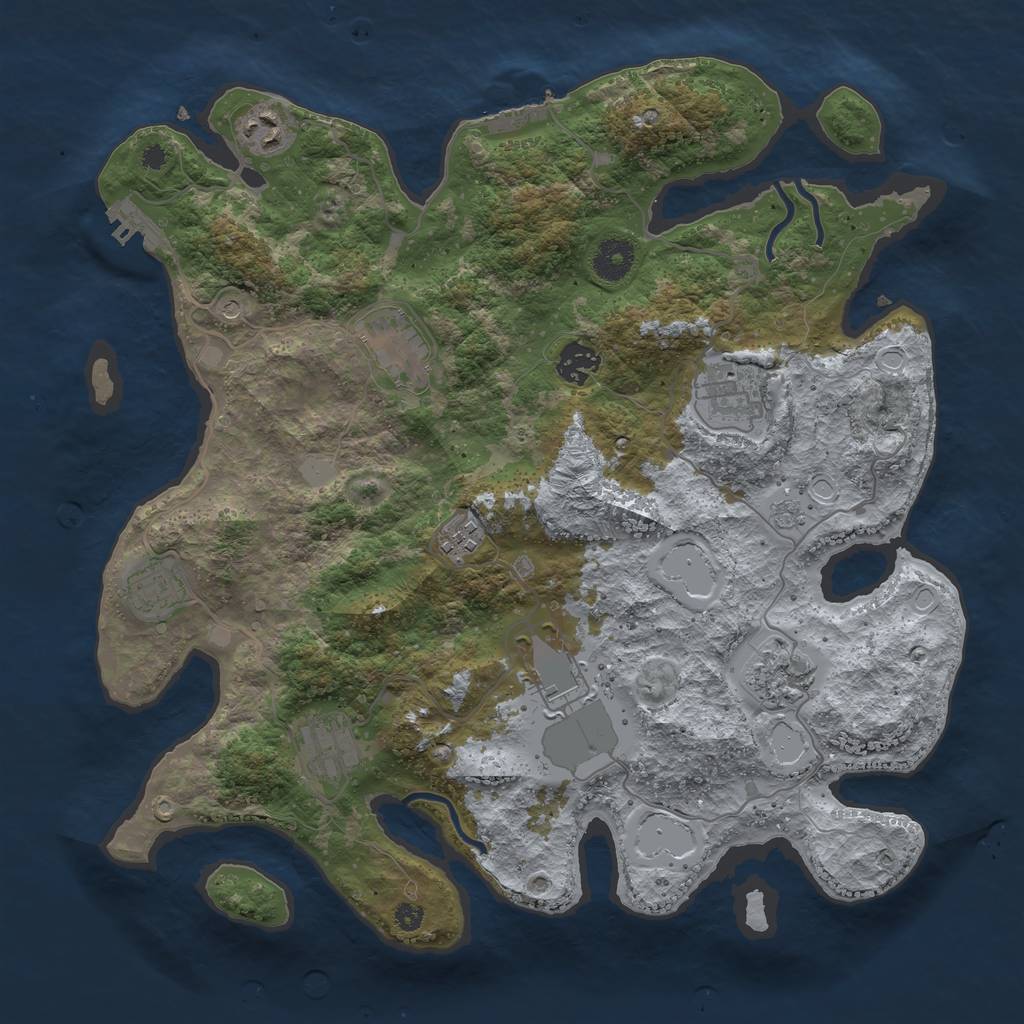 Rust Map: Procedural Map, Size: 3700, Seed: 856401502, 18 Monuments