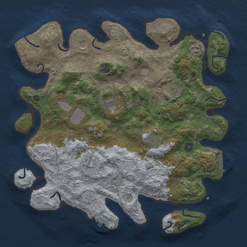 Rust Map: Procedural Map, Size: 4000, Seed: 1968, 18 Monuments
