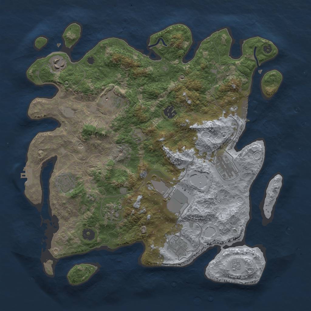 Rust Map: Procedural Map, Size: 3700, Seed: 1062626945, 17 Monuments