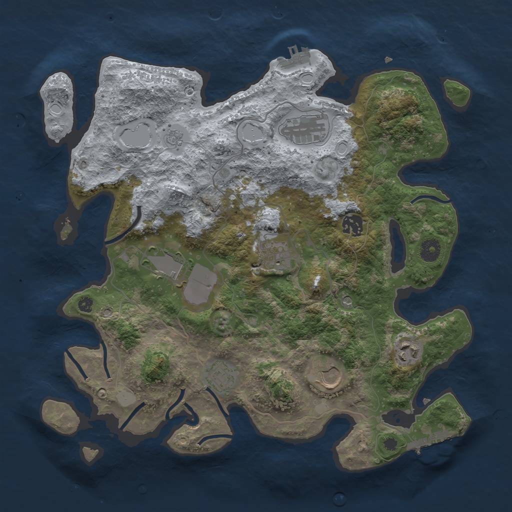 Rust Map: Procedural Map, Size: 3500, Seed: 905786, 16 Monuments