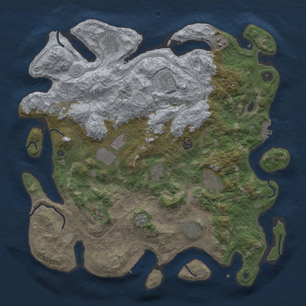 Rust Map: Procedural Map, Size: 4250, Seed: 1691793143, 19 Monuments
