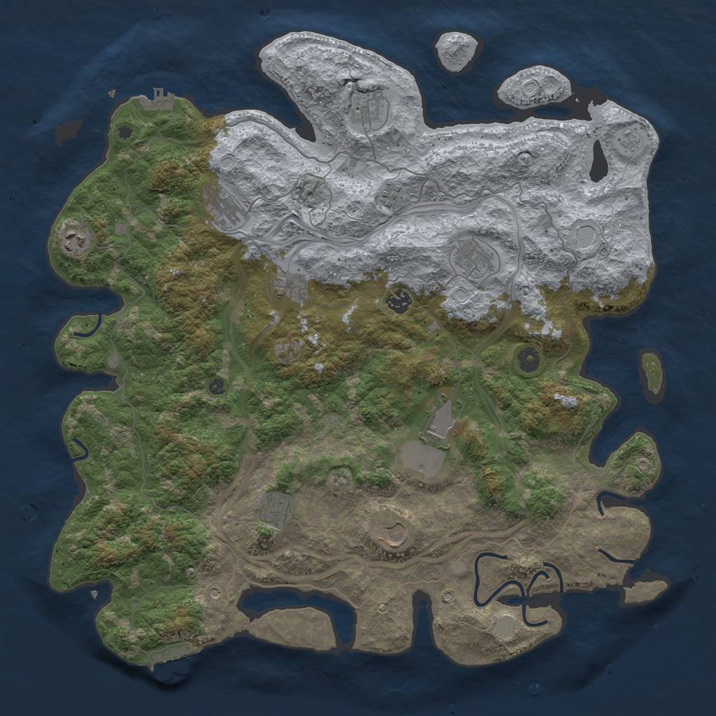 Rust Map: Procedural Map, Size: 4500, Seed: 1091368798, 19 Monuments