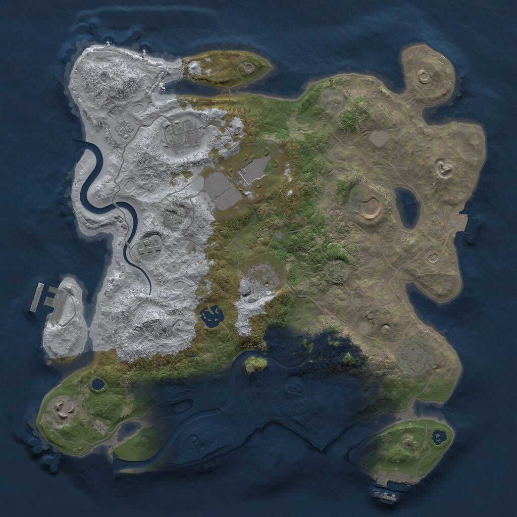 Rust Map: Procedural Map, Size: 3500, Seed: 91657328, 14 Monuments