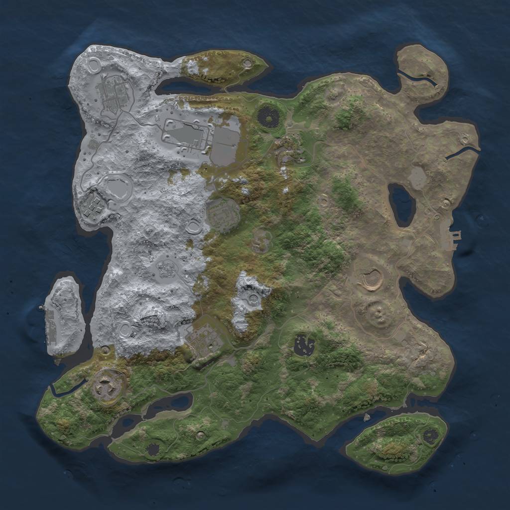 Rust Map: Procedural Map, Size: 3500, Seed: 91657328, 18 Monuments
